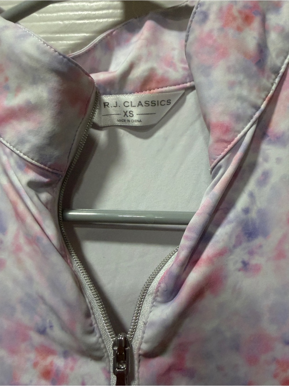 R.J. Classics Women's Pastel Tie-Dye Short Sleeve Zip Tee - Pink & Lavender